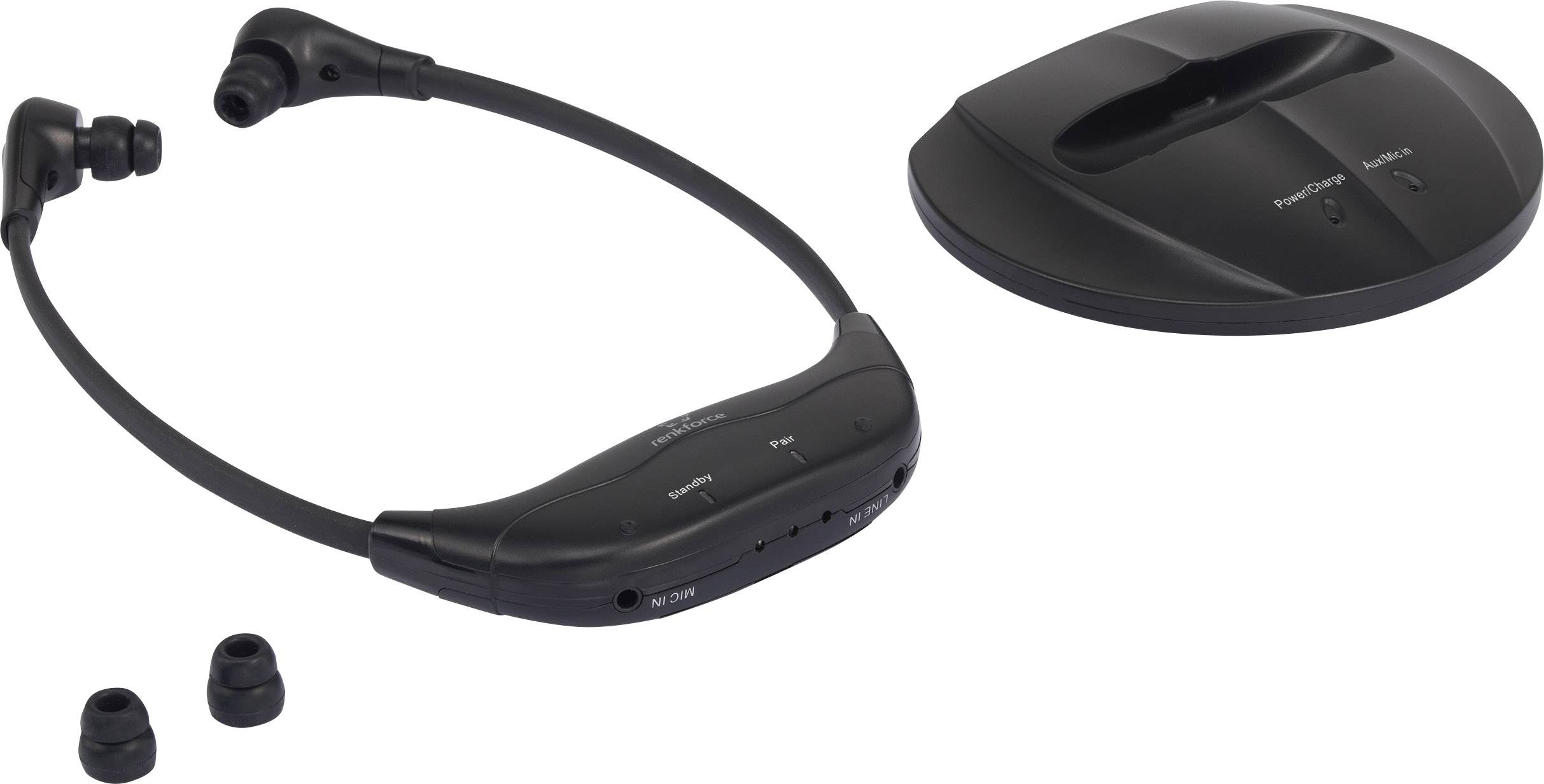 Renkforce RF-FTVK-100 Funk TV In Ear Stereo-Headset In Ear Lautstärkeregelung Schwarz