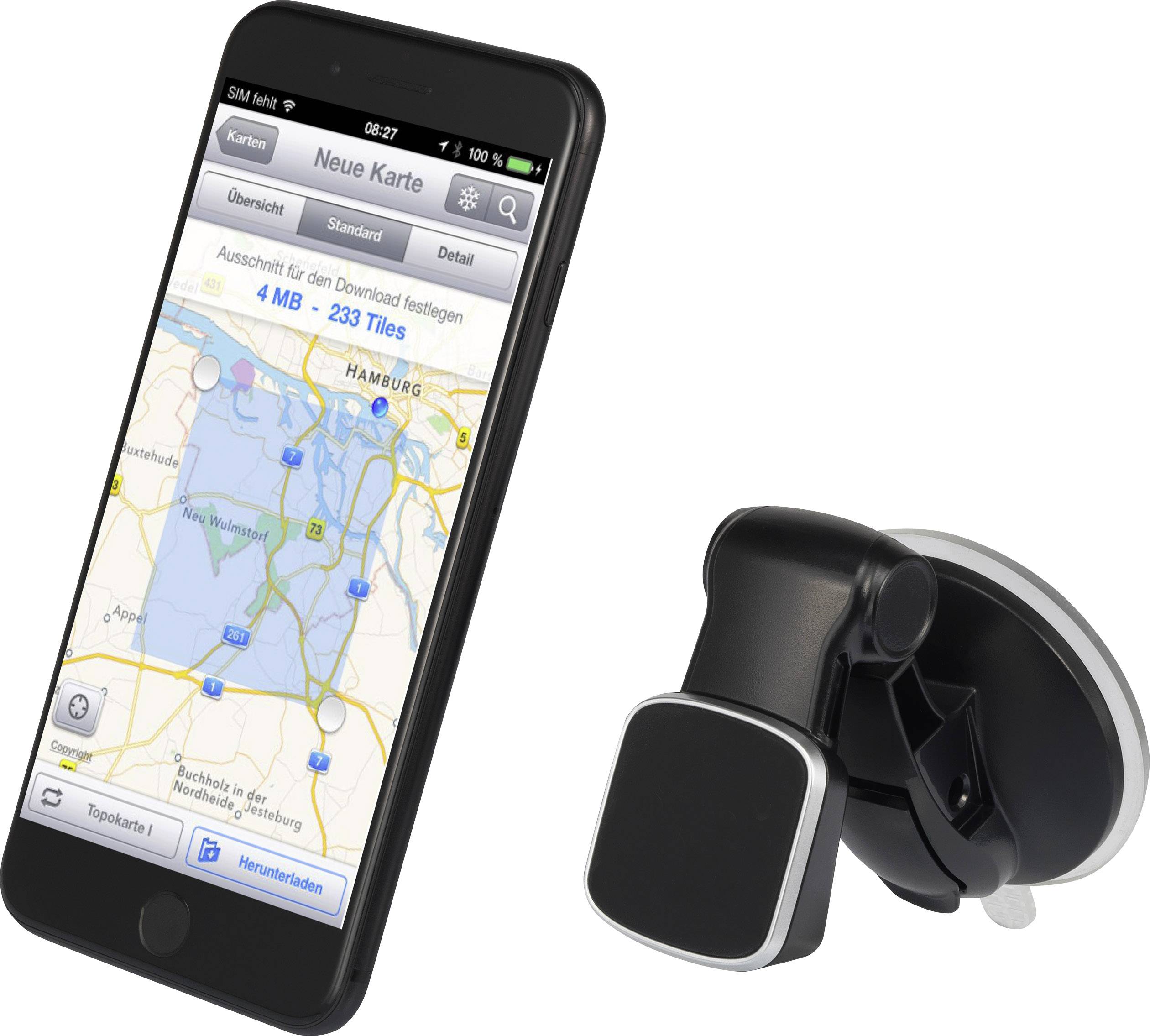 Renkforce KFZ-SN1M Saugnapf Handy-Kfz-Halterung Magnetbefestigung