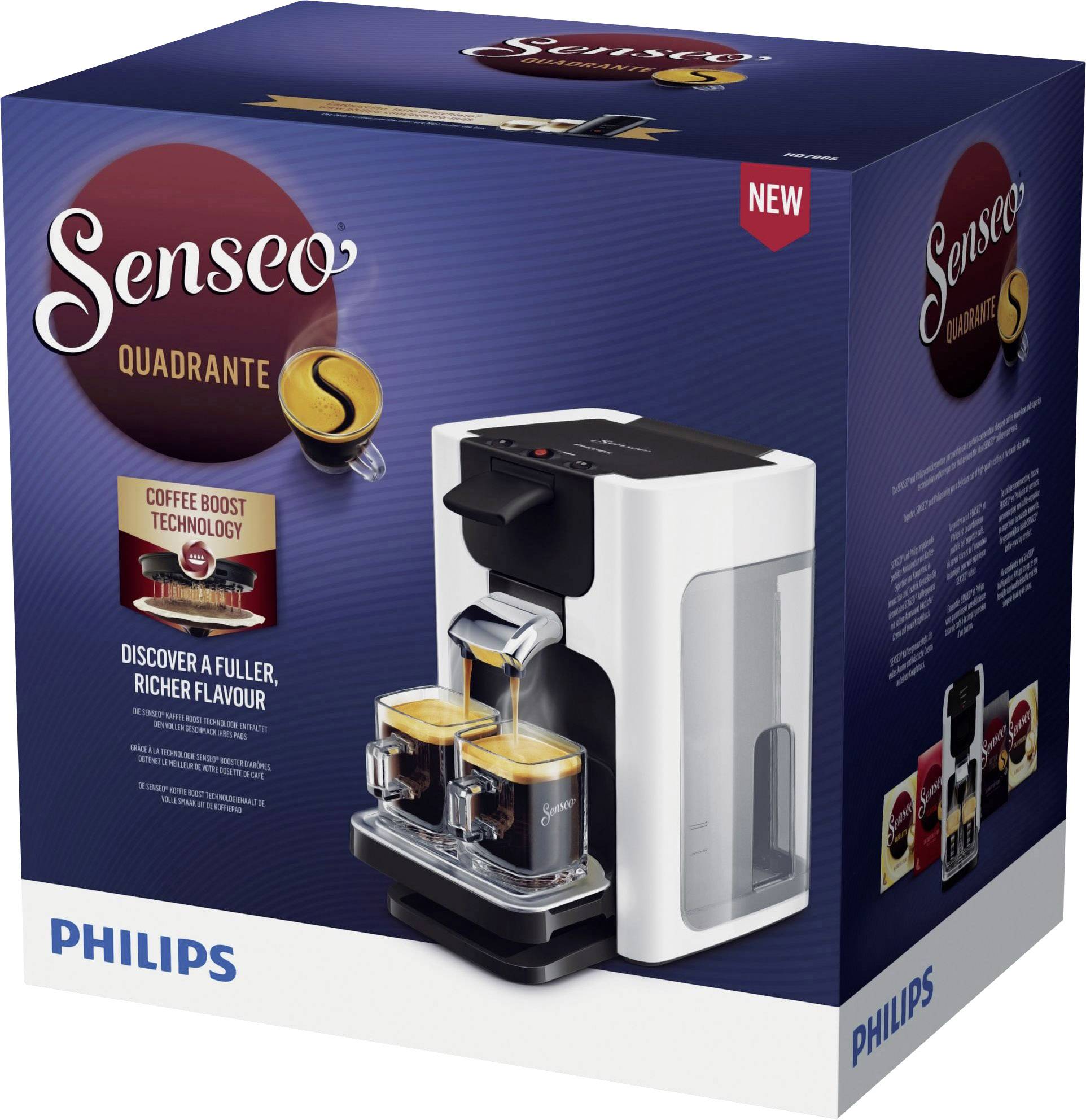 SENSEO® HD7865/00 HD7865/00 Kaffeepadmaschine Weiß Höhenverstellbarer Kaffeeauslauf
