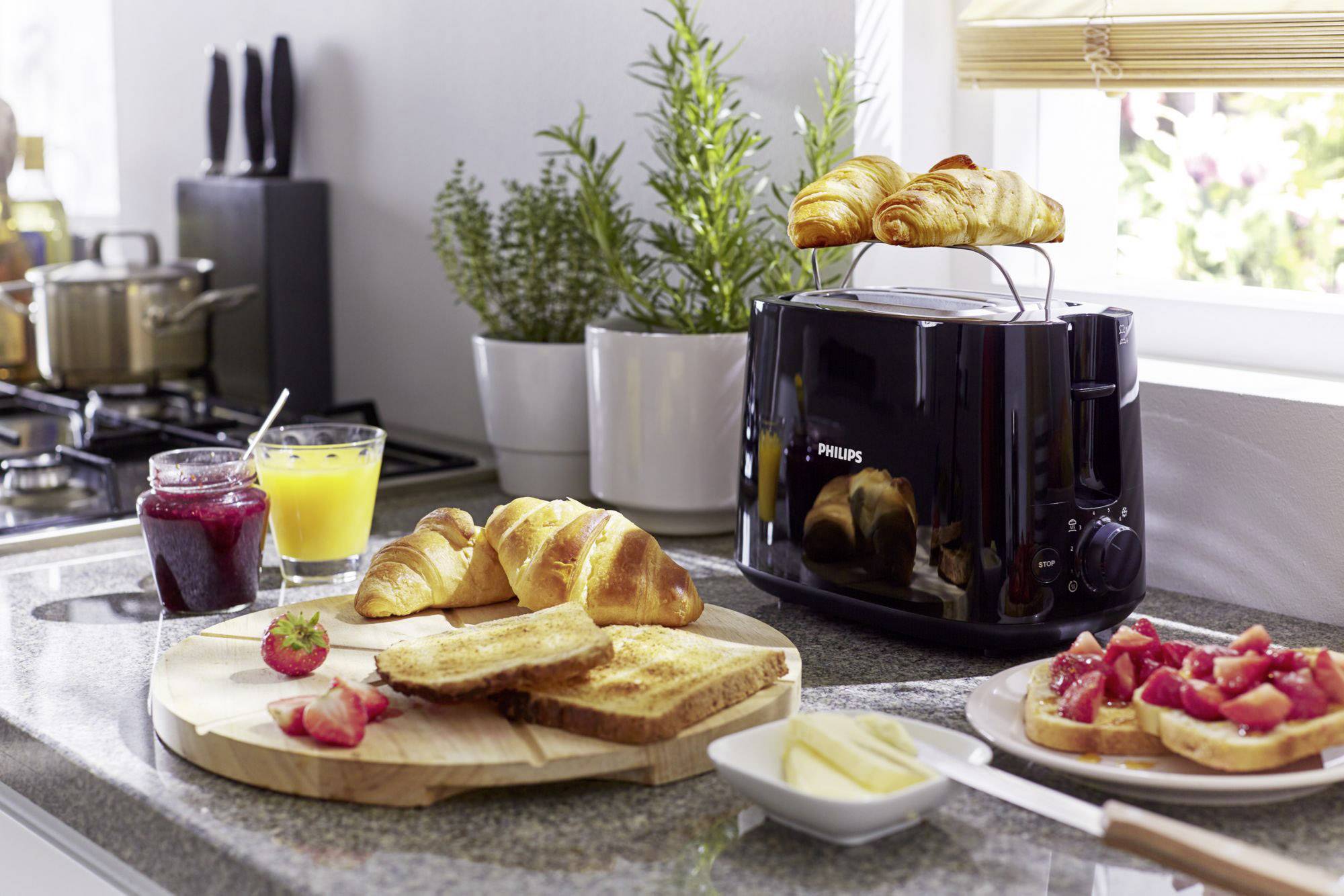 Philips Home HD2581/90 Toaster mit Brötchenaufsatz Schwarz