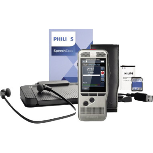 Philips Digital Pocket Memo Starter Kit DPM 7700 Digitales Diktiergerät Silber inkl. Tasche, inkl. 4GB Speicherkarte