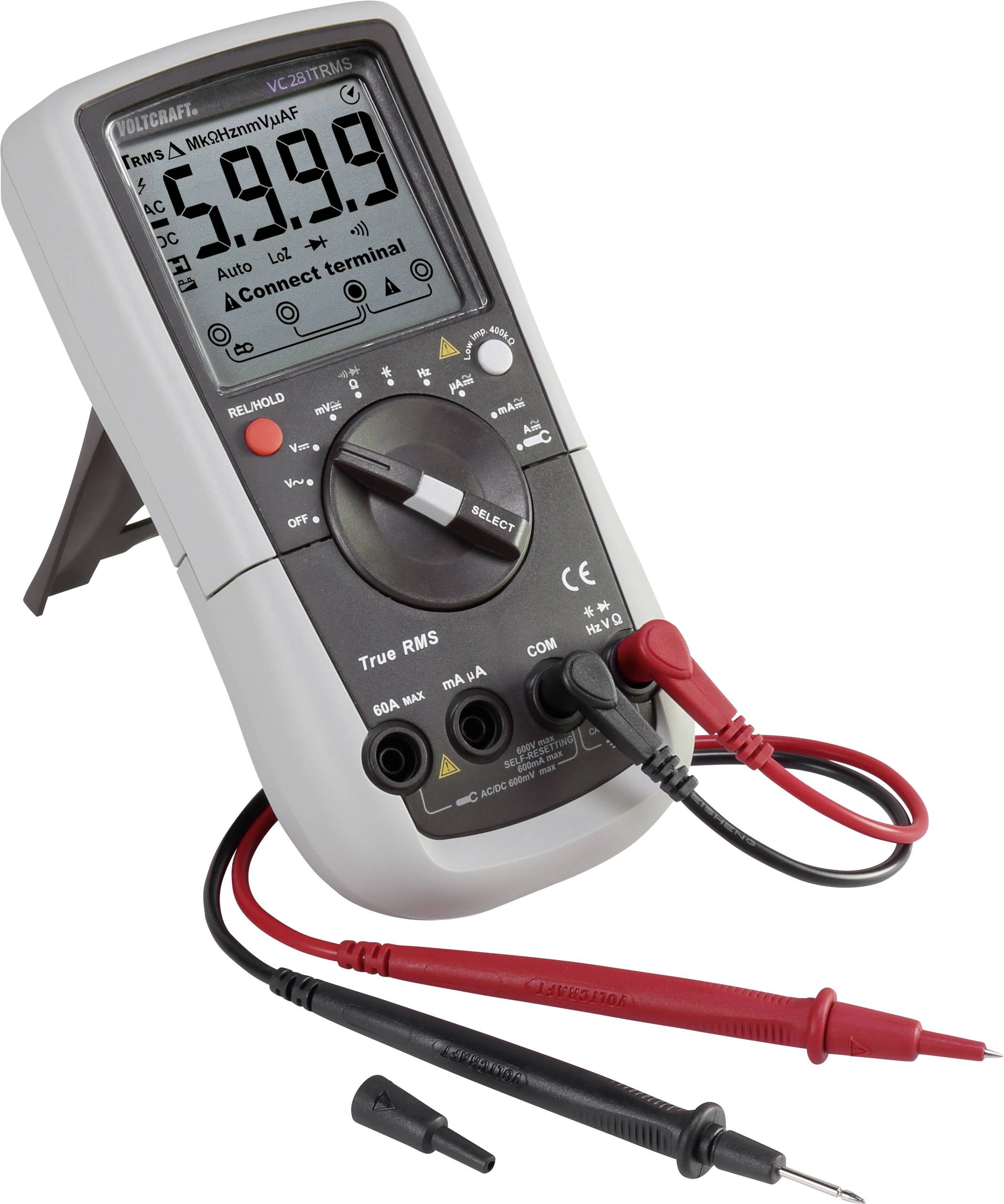 VOLTCRAFT VC281 Hand-Multimeter, Stromzangen-Adapter digital CAT III 600V Anzeige (Counts): 6000