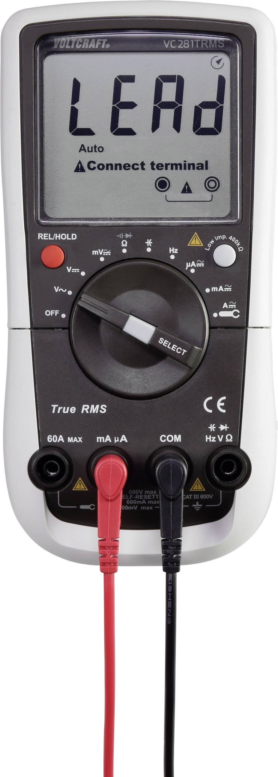 VOLTCRAFT VC281 (K) Hand-Multimeter, Stromzangen-Adapter kalibriert (ISO) digital CAT III 600V Anzeige (Counts): 6000