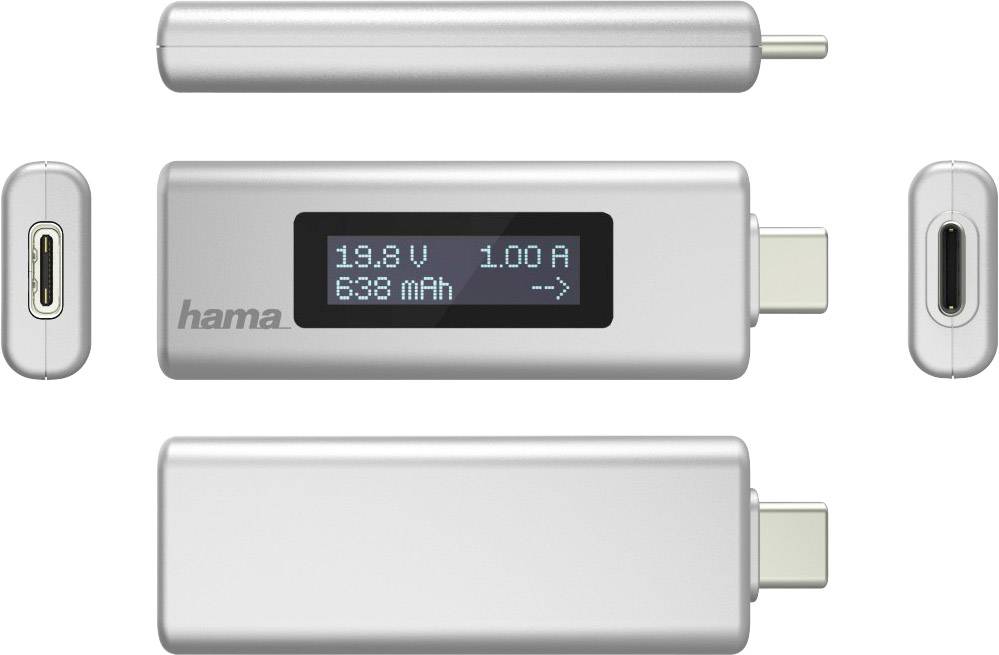 USB-C-Stromanzeige mit Display für Spannung, Strom und Ladungsmenge