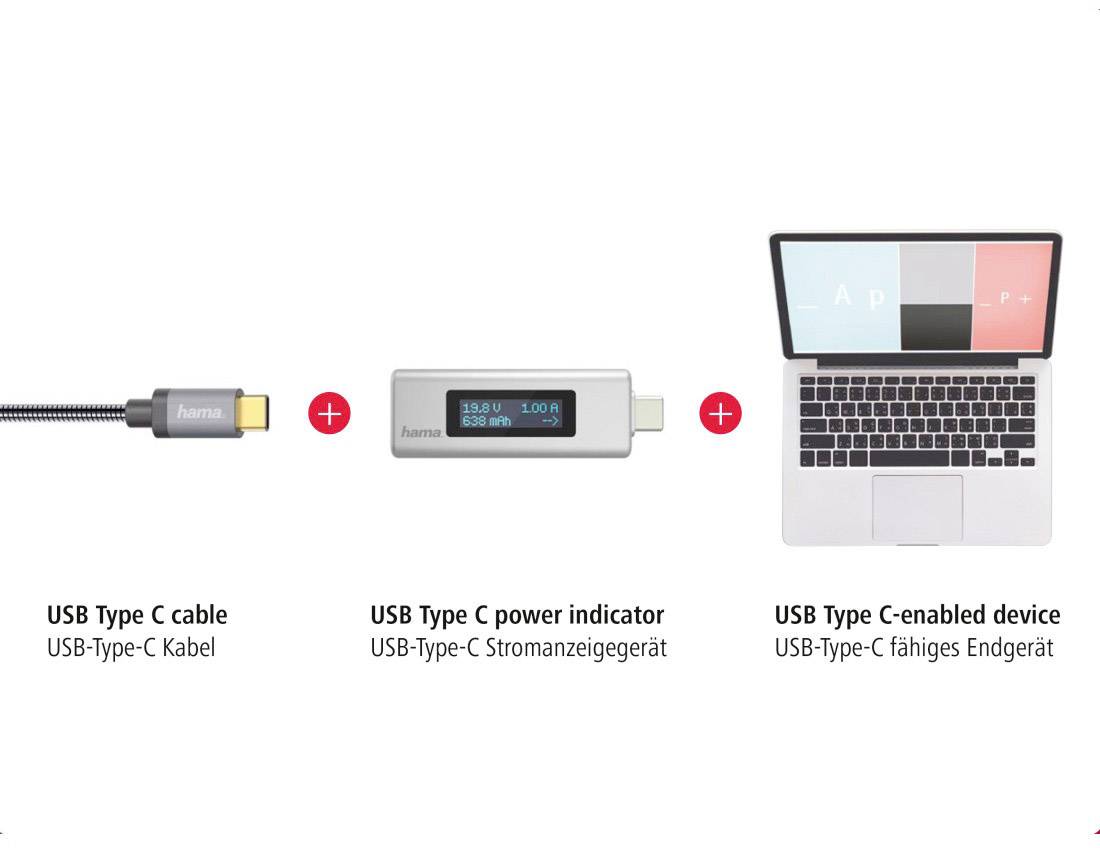 USB-C-Stromanzeige mit Display für Spannung, Strom und Ladungsmenge