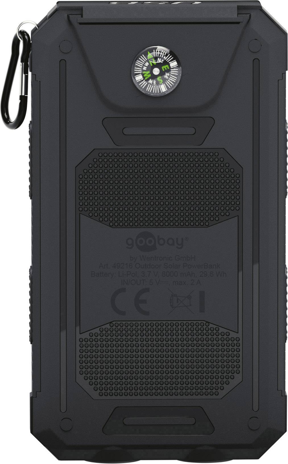Goobay Outdoor 8.0 49216 Solar-Ladegerät Ladestrom Solarzelle 200mA 8000 mAh