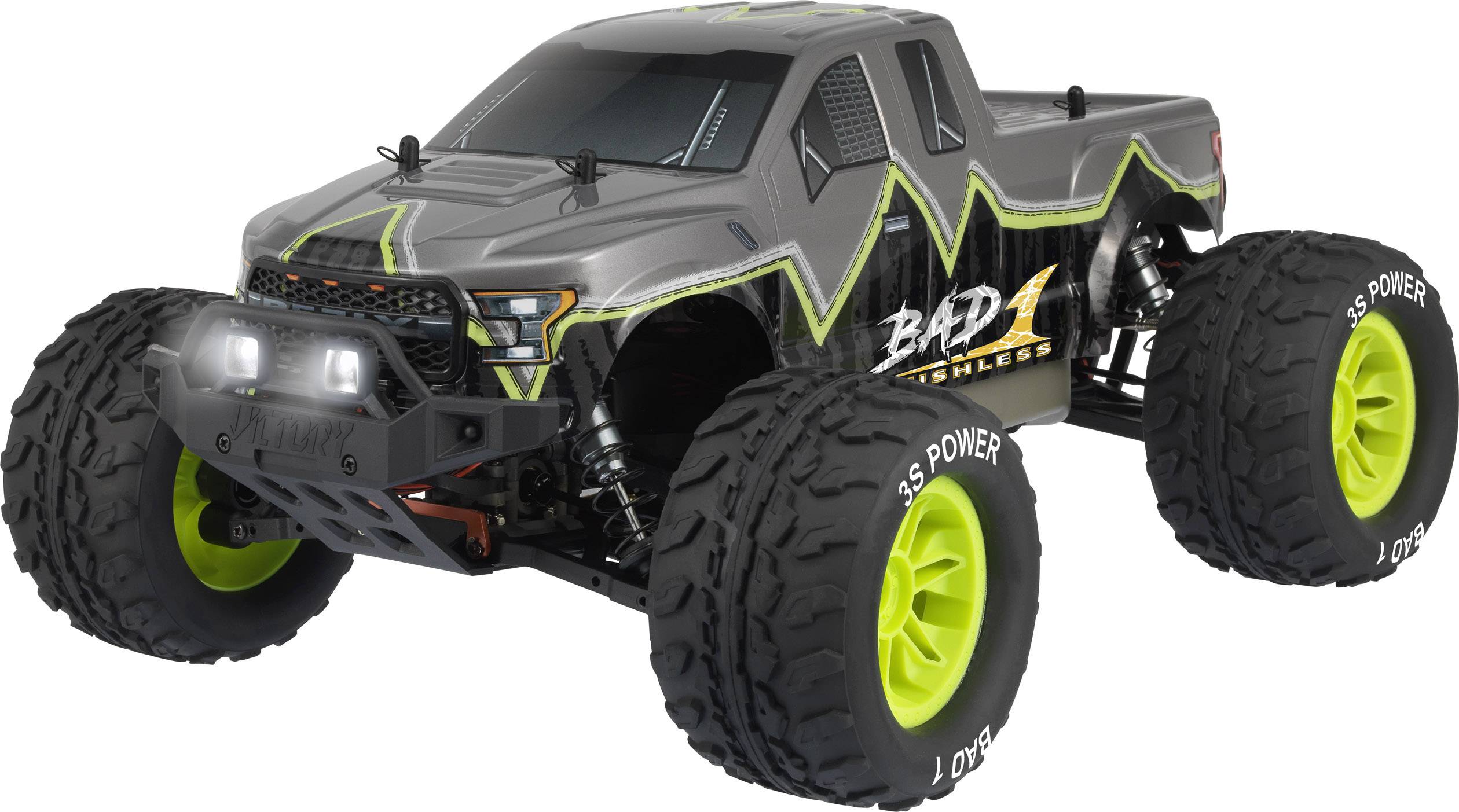 Reely Bad 1 Brushless 1:10 RC Modellauto Elektro Monstertruck Allradantrieb (4WD) 100% RtR 2,4GHz inkl. Akku, Ladegerät und