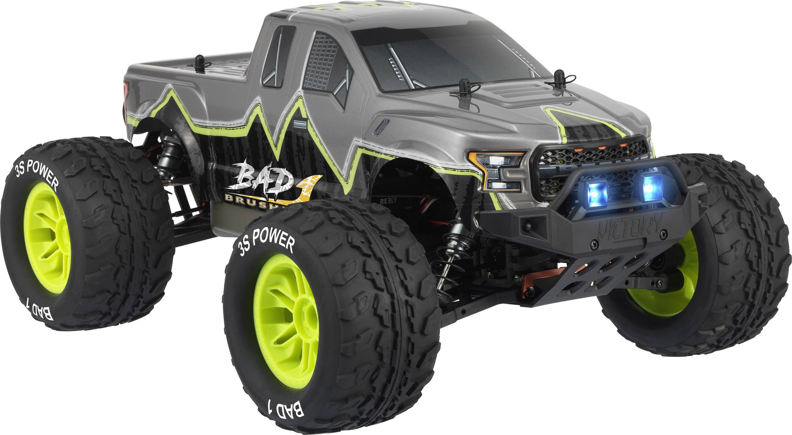 Reely Bad 1 Brushless 1:10 RC Modellauto Elektro Monstertruck Allradantrieb (4WD) 100% RtR 2,4GHz inkl. Akku, Ladegerät und