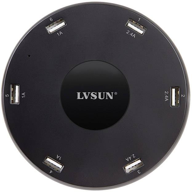 LVSUN Smart 6-Port LS-6U USB-Ladestation Steckdose Ausgangsstrom (max.) 10200mA 6 x USB