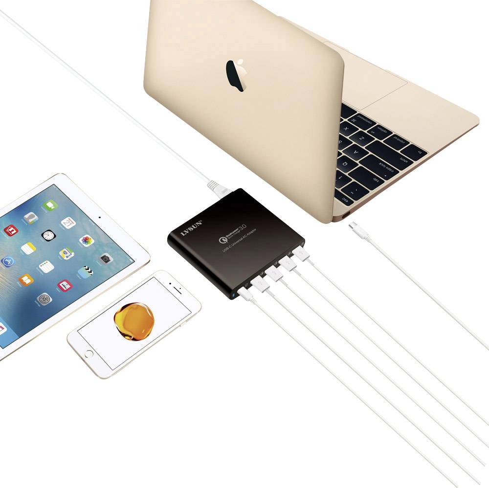LVSUN LS-Q5U-PD USB Ladestation 80 W 4x USB-A, 1x USB-C® USB PD, QC 3.0 Innenbereich USB Power Deli