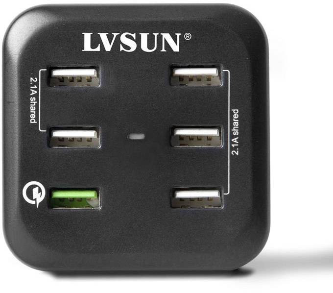 LVSUN Fast LS-6USQ USB-Ladegerät Steckdose Ausgangsstrom (max.) 12900mA 6 x USB, USB 3.2 Gen 1 Buchse A (USB 3.0) Qualcomm Quick
