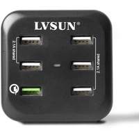 LVSUN Fast LS-6USQ USB-Ladegerät Steckdose Ausgangsstrom (max.) 12900mA 6 x USB, USB 3.2 Gen 1 Buchse A (USB 3.0) Qualcomm Quick LVSUN Fast LS-6USQ USB-Ladegerät Steckdose Ausgangsstrom (max.) 12900mA 6 x USB, USB 3.2 Gen 1 Buchse A (USB 3.0) Qualcomm Quick