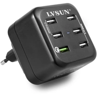 LVSUN Fast LS-6USQ USB-Ladegerät Steckdose Ausgangsstrom (max.) 12900mA 6 x USB, USB 3.2 Gen 1 Buchse A (USB 3.0) Qualcomm Quick LVSUN Fast LS-6USQ USB-Ladegerät Steckdose Ausgangsstrom (max.) 12900mA 6 x USB, USB 3.2 Gen 1 Buchse A (USB 3.0) Qualcomm Quick