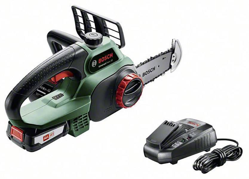 Bosch Home and Garden UniversalChain 18 Akku Kettensäge ohne Akku, mit Schutzbügel Schwertlänge 200mm