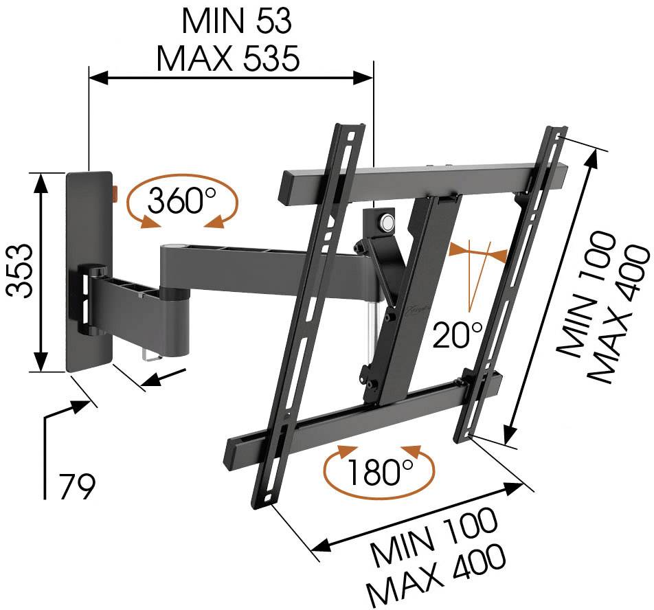 Vogel's WALL 3245 TV-Wandhalterung 81,3 cm (32") - 139,7 cm (55") Schwenkbar, Neigbar
