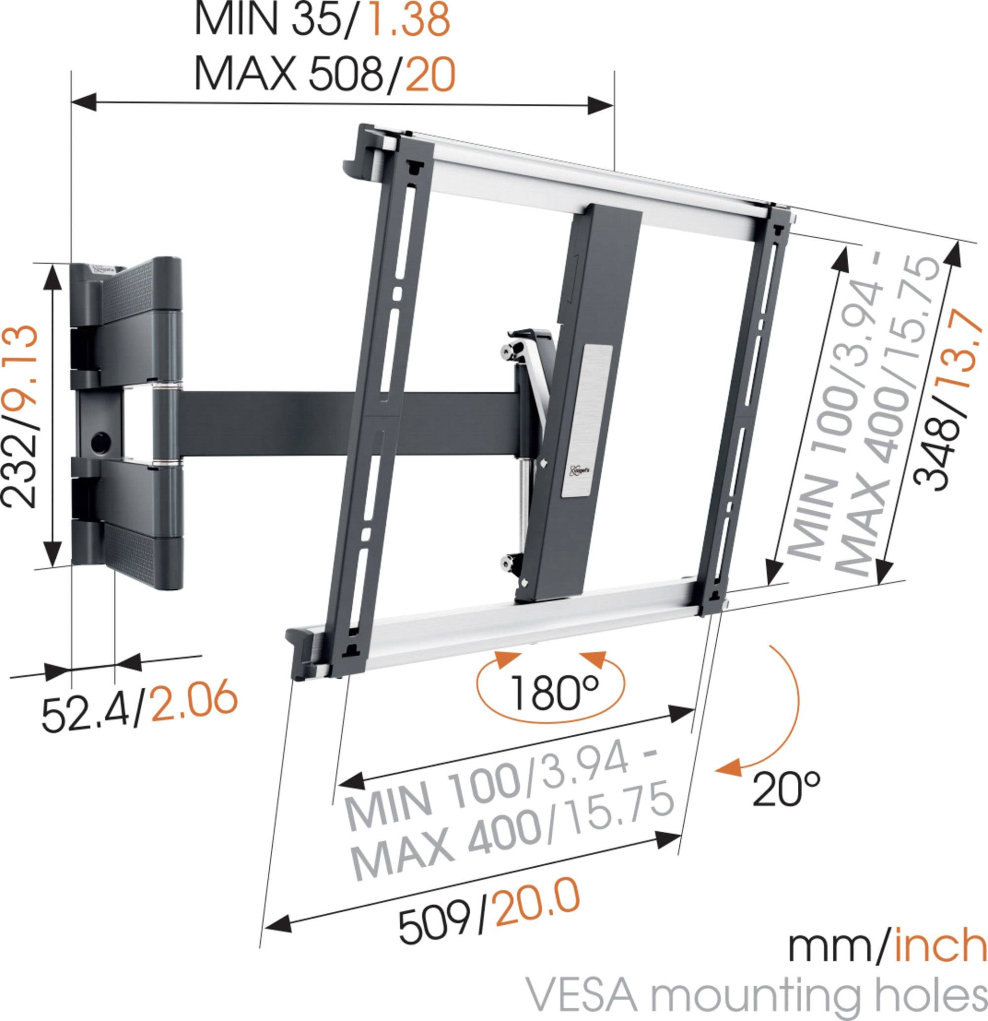 Vogel's THIN 445 TV-Wandhalterung Schwenkbar, Neigbar, Ausziehbar, Mit Verriegelungsmechanismus 66,0 cm (26") - 139,7 cm (55") Schwenkbar, Neigbar