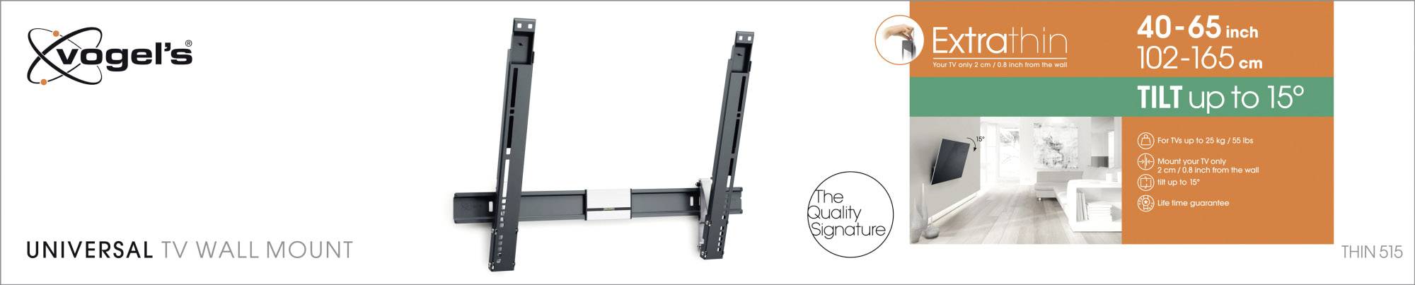 Vogel's THIN 515 TV-Wandhalterung Integrierte Wasserwaage, Neigbar 101,6 cm (40") - 165,1 cm (65") Neigbar