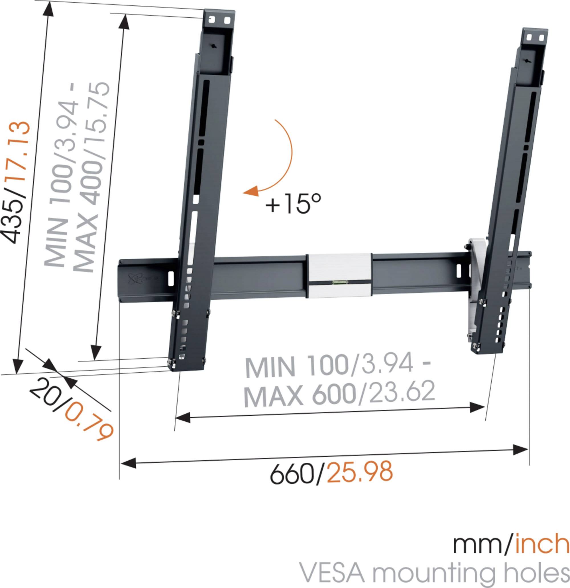 Vogel's THIN 515 TV-Wandhalterung Integrierte Wasserwaage, Neigbar 101,6 cm (40") - 165,1 cm (65") Neigbar