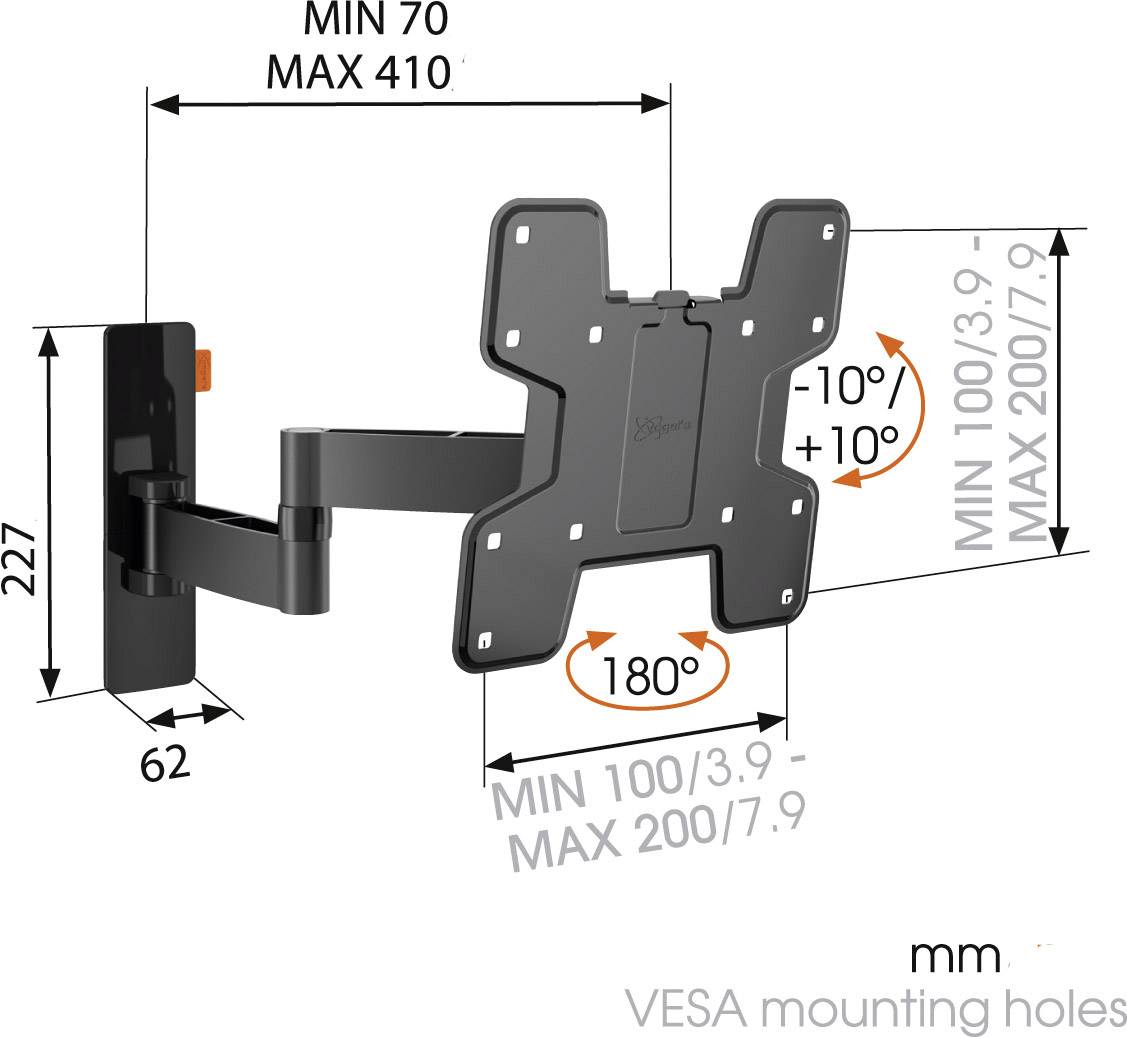 Vogel's WALL 3145 TV-Wandhalterung 48,3 cm (19") - 99,1 cm (39") Schwenkbar, Neigbar