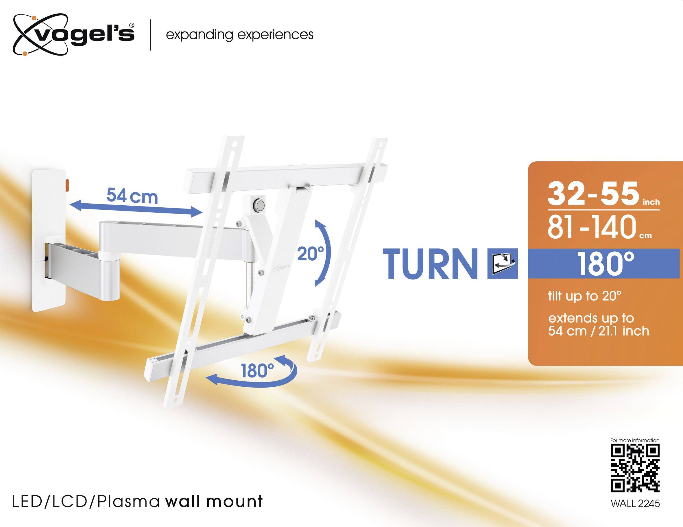Vogel's WALL 3245 TV-Wandhalterung 81,3 cm (32") - 139,7 cm (55") Schwenkbar, Neigbar