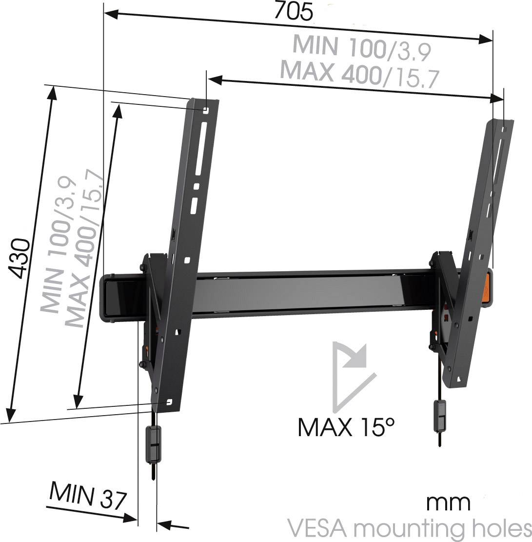 Vogel's WALL 3315 TV-Wandhalterung 101,6 cm (40") - 165,1 cm (65") Neigbar