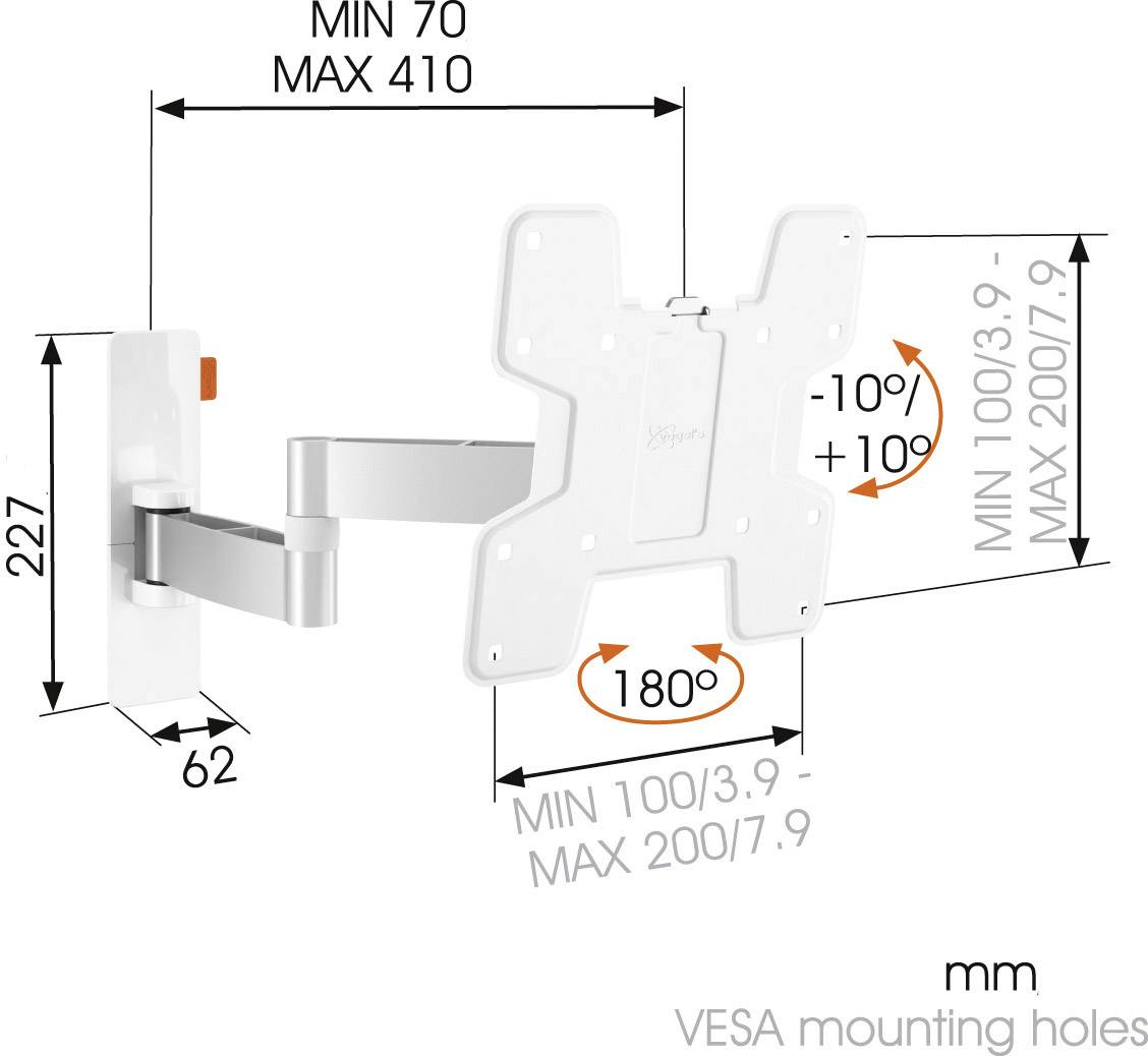 Vogel's WALL 3145 TV-Wandhalterung 48,3cm (19") - 101,6cm (40") Schwenkbar, Neigbar