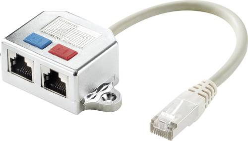 RJ45 Netzwerk T-Adapter CAT 5e [2x RJ45-Buchse - 1x RJ45-Stecker] 15.00cm Metall