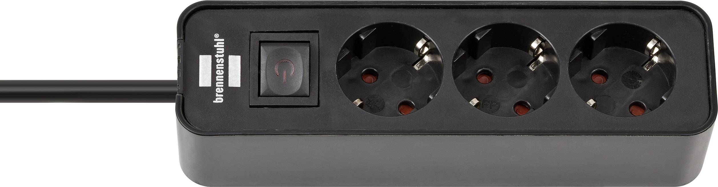 Brennenstuhl 1153230000 Steckdosenleiste mit Schalter 3fach Schwarz Schutzkontakt 1 St.