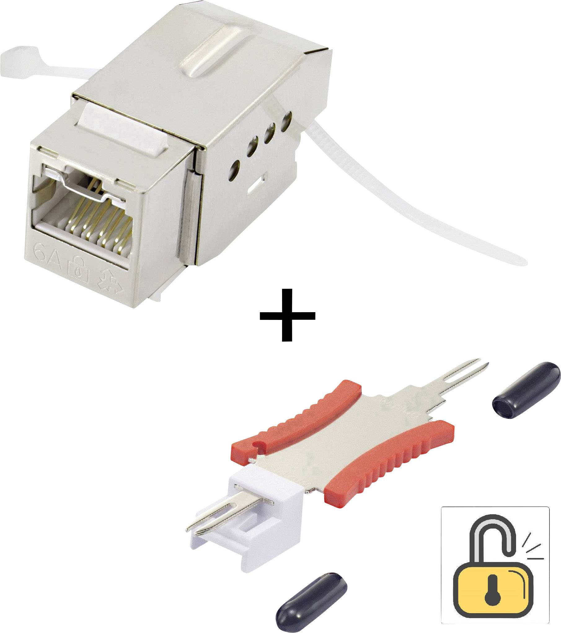 Renkforce RJ45-Einbaumodul mit Verriegelungsfunktion / inkl. Entriegelungswerkzeug Keystone CAT 6a