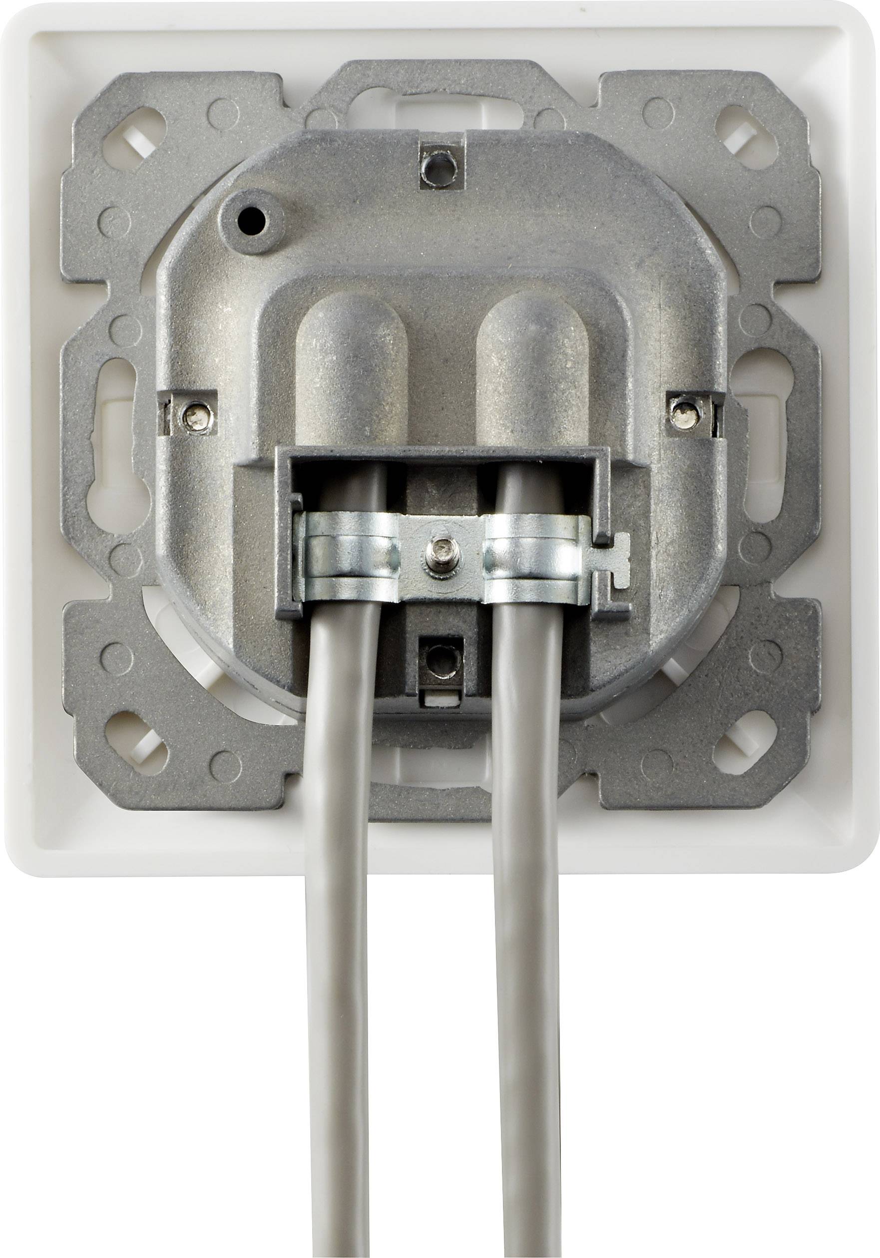 Renkforce Netzwerkdose Wand Einsatz mit Zentralplatte und Rahmen CAT 6a 2 Port NDU-5010 Reinweiß (9010)