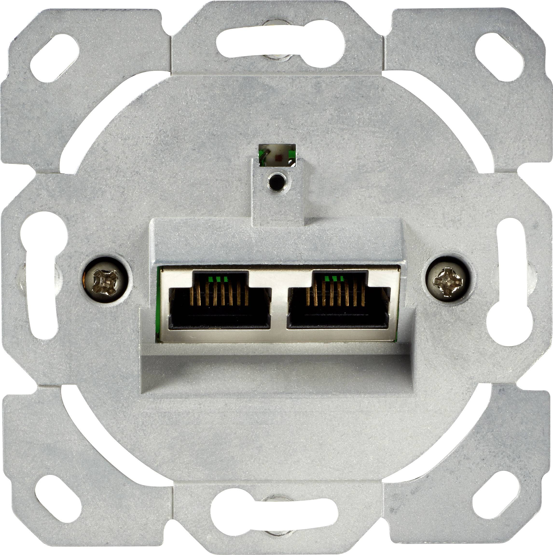 Renkforce Netzwerkdose Wand Einsatz mit Zentralplatte und Rahmen CAT 6a 2 Port NDU-5010 Reinweiß (9010)