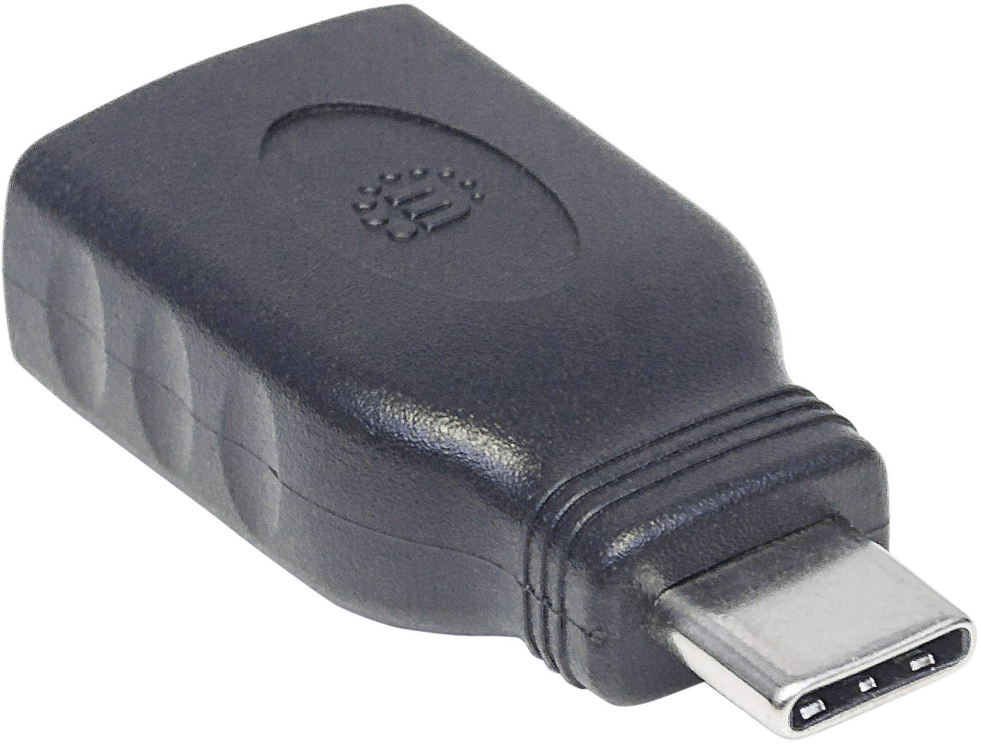 Ein schwarzer USB-C-Adapter mit einem kompakten Design und Metallstecker, geeignet für Geräte mit USB-C-Anschluss.
