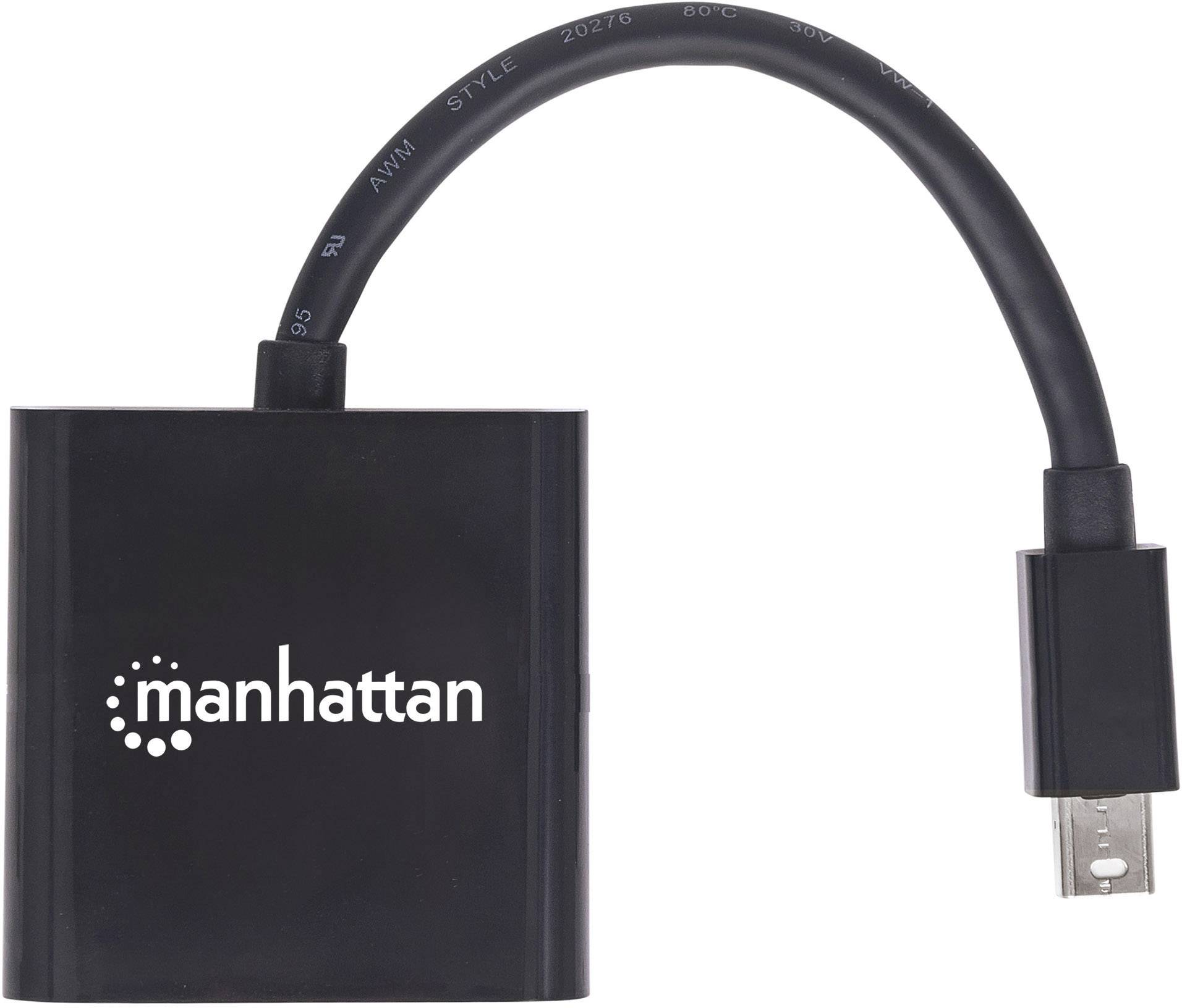 Schwarzer HDMI-Adapter von 'manhattan' mit Kabel und HDMI-Anschluss.
