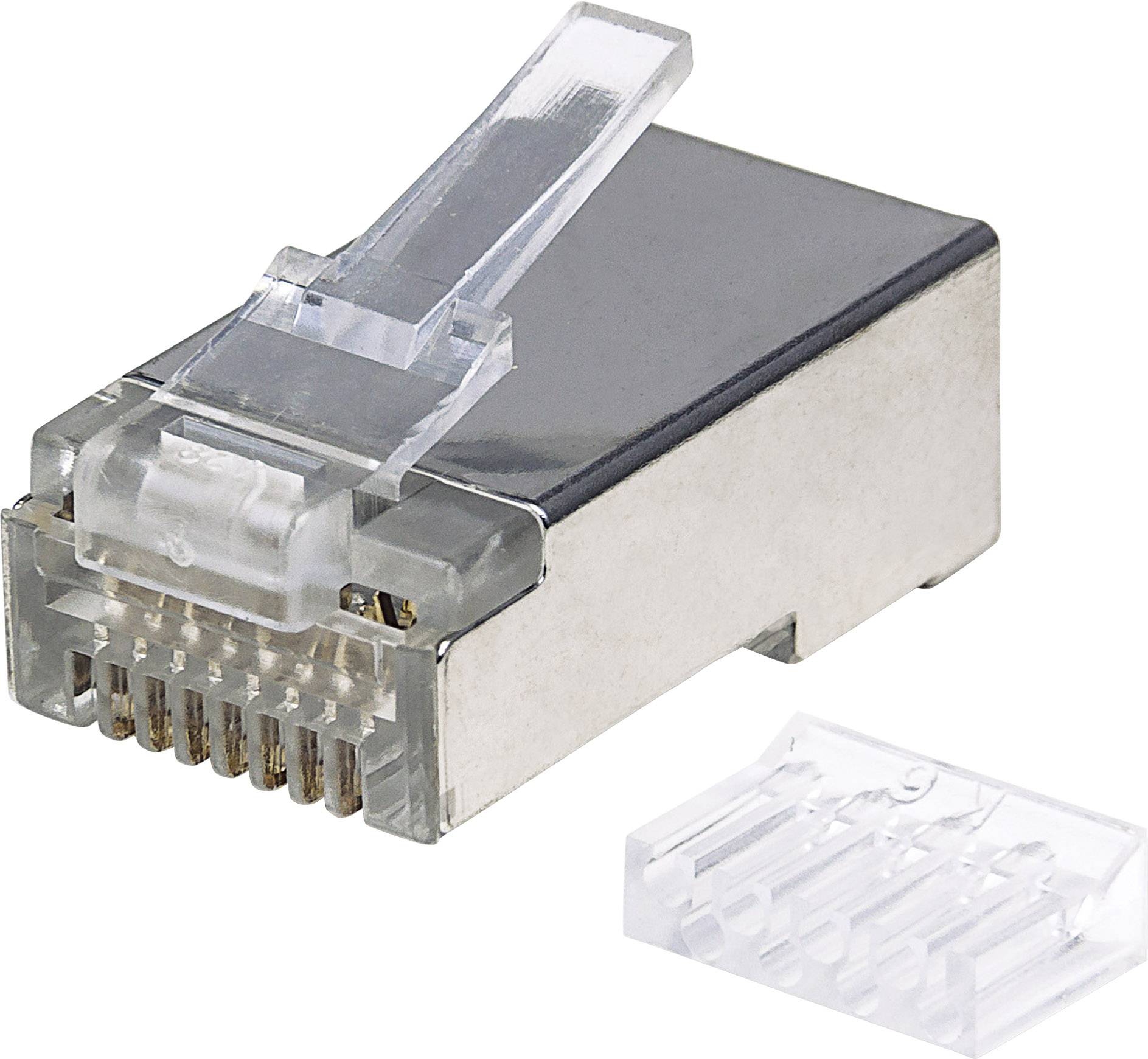 Intellinet 790635 90er-Pack Cat6 RJ45-Modularstecker STP 2-Punkt-Aderkontaktierung für Litzendraht 90 Stecker im Becher 790635