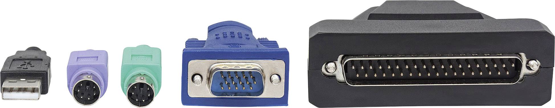 Intellinet KVM Adapter [1x D-SUB-Buchse 37pol. - 1x PS/2-Stecker, USB 2.0 Stecker A, VGA-Stecker] 1.80 m Schwarz