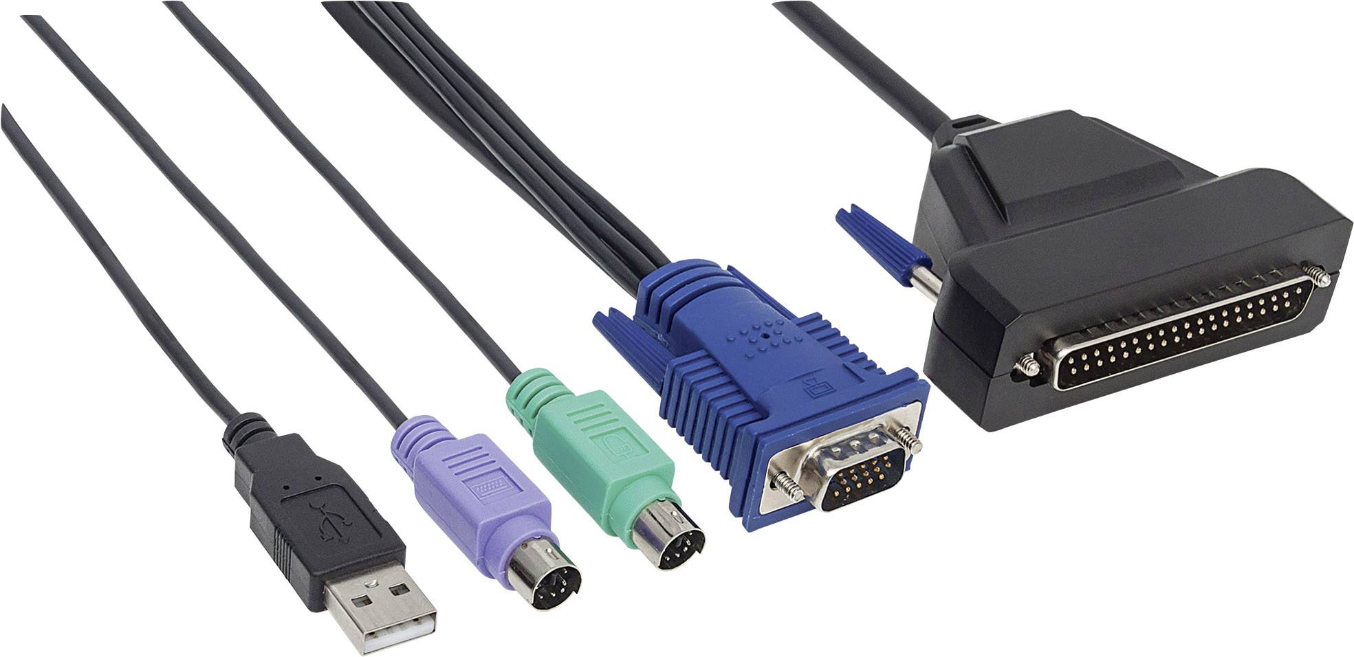 Intellinet KVM Adapter [1x D-SUB-Buchse 37pol. - 1x PS/2-Stecker, USB 2.0 Stecker A, VGA-Stecker] 1.80 m Schwarz