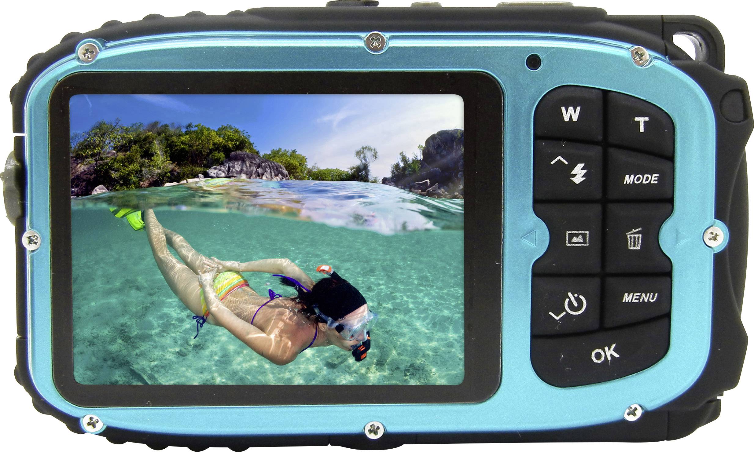 Easypix W1627 Iceblue Digitalkamera 16 Megapixel Blau Unterwasserkamera, Stoßfest, Staubgeschützt