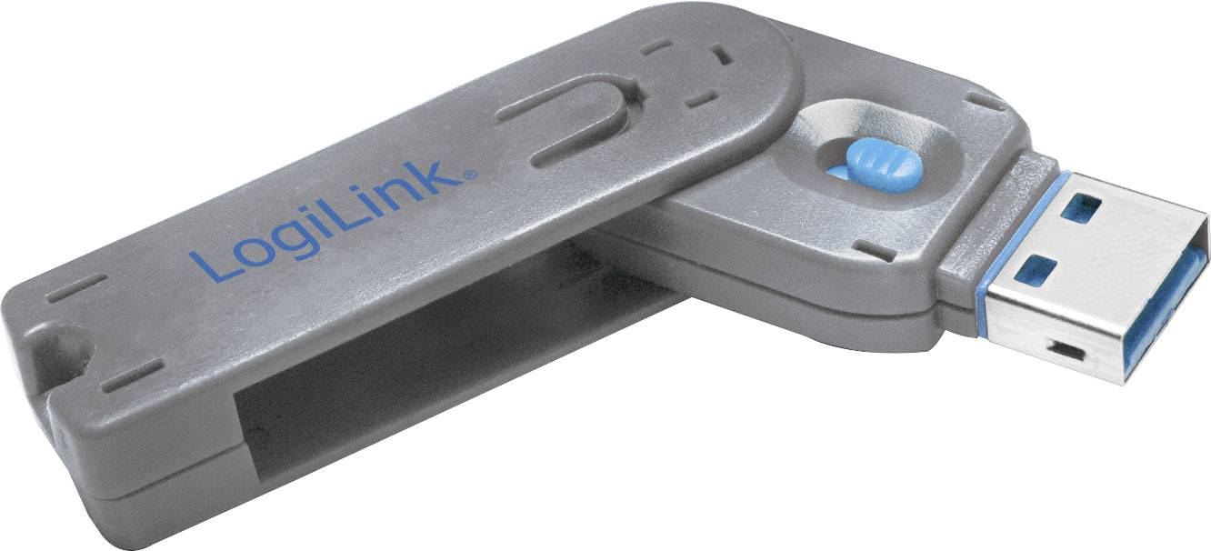 LogiLink USB-A Port Schloss USB PORT LOCK, 1 KEY Silber, Blau inkl. 1 Schlüssel AU0044