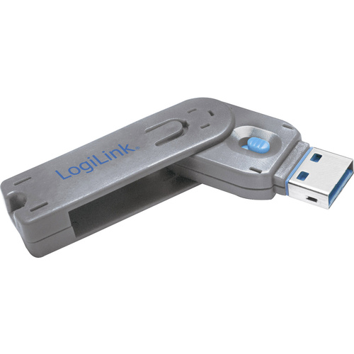LogiLink USB Port Schloss USB PORT LOCK, 1 KEY Silber, Blau inkl. 1 Schlüssel AU0044