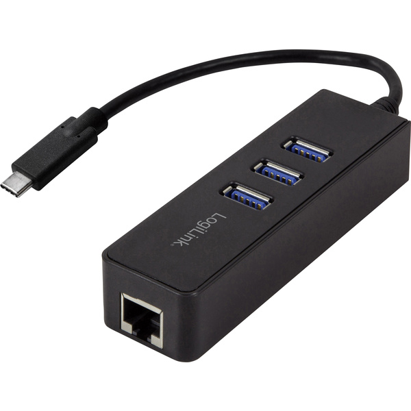 LogiLink USB 3.2 Gen 1 (USB 3.0) Adapter [1x USB 3.2 Gen 1 Stecker C (USB 3.0) - 1x RJ45-Buchse, USB 3.2 Gen 1 Buchse A