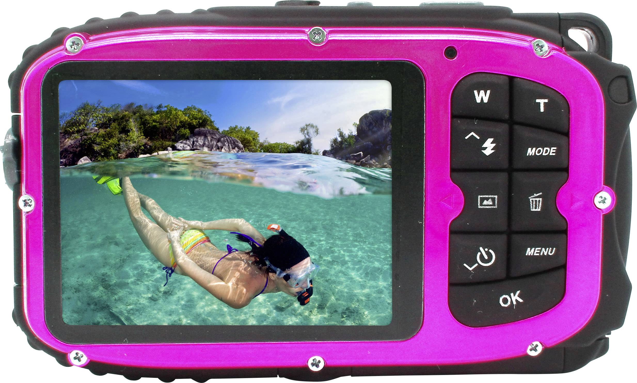 Easypix W1627 Pink Digitalkamera 16 Megapixel Pink Unterwasserkamera, Stoßfest, Staubgeschützt
