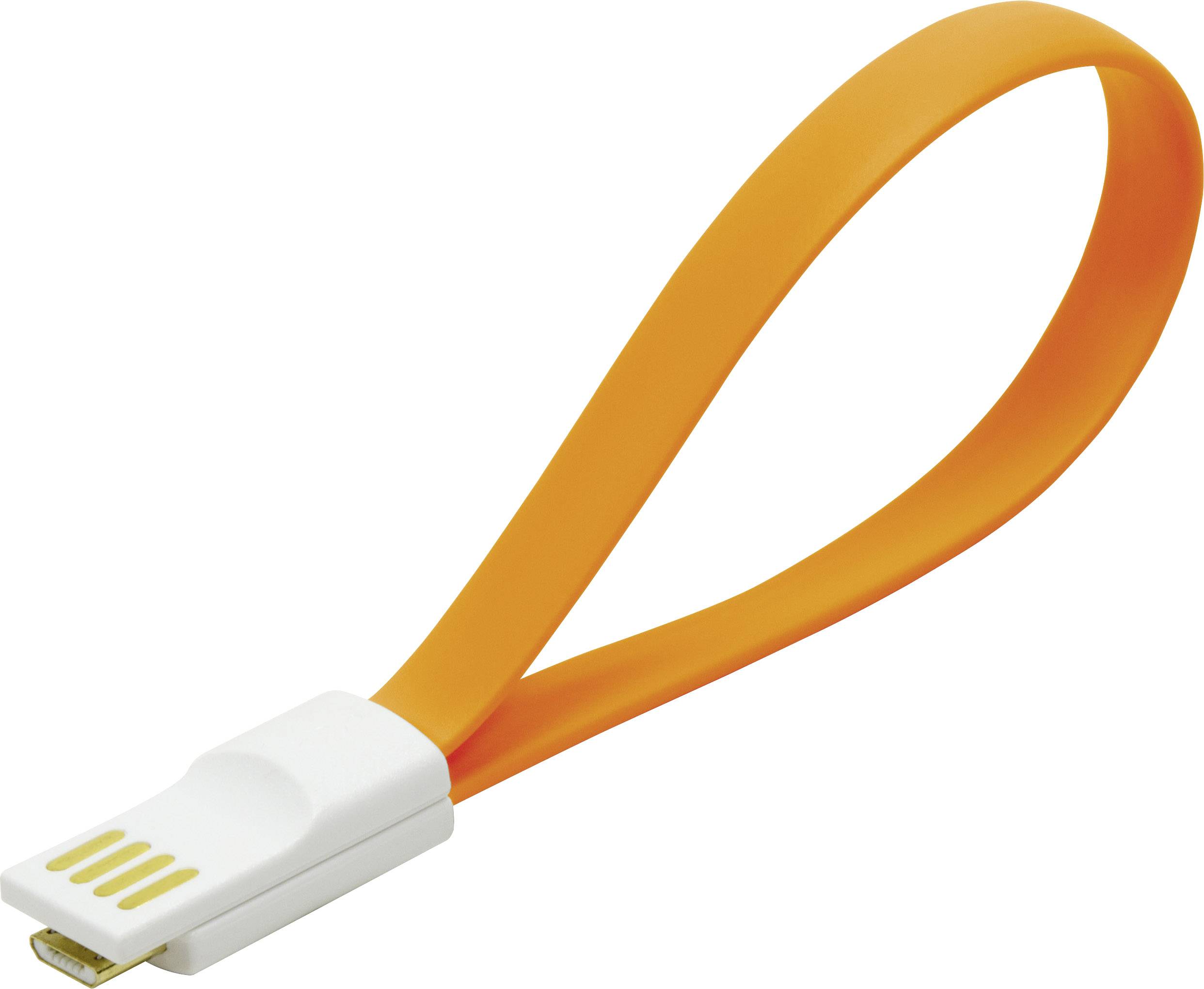 LogiLink USB-Kabel USB 2.0 USB-A Stecker, USB-Micro-B Stecker 0.22 m Orange Magnet an den Kabelenden CU0088