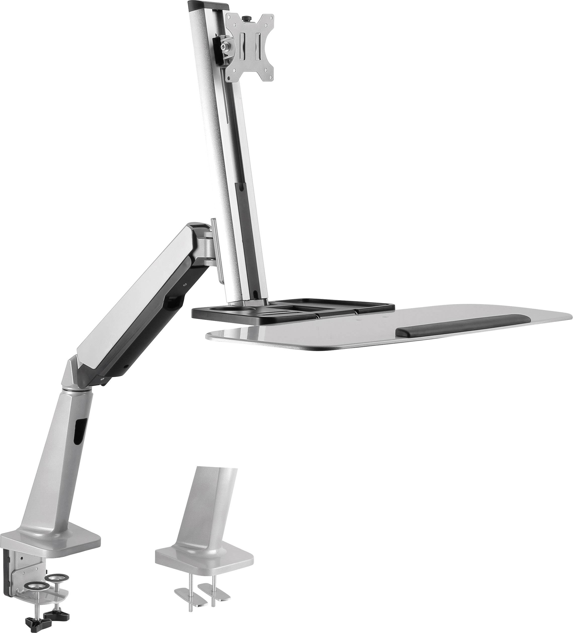 LogiLink Monitor-Tischhalterung BP0040 1 Display(s) 33,0 cm (13") - 81,3 cm (32") Silber Tastaturablage, Drehbar, Höhenverstellbar, Neigbar