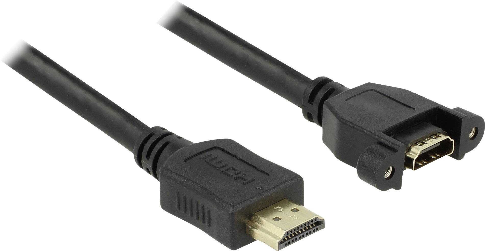 Delock HDMI Verlängerungskabel HDMI-A Stecker, HDMI-A Buchse 0.50 m Schwarz 85463 vergoldete Steckkontakte