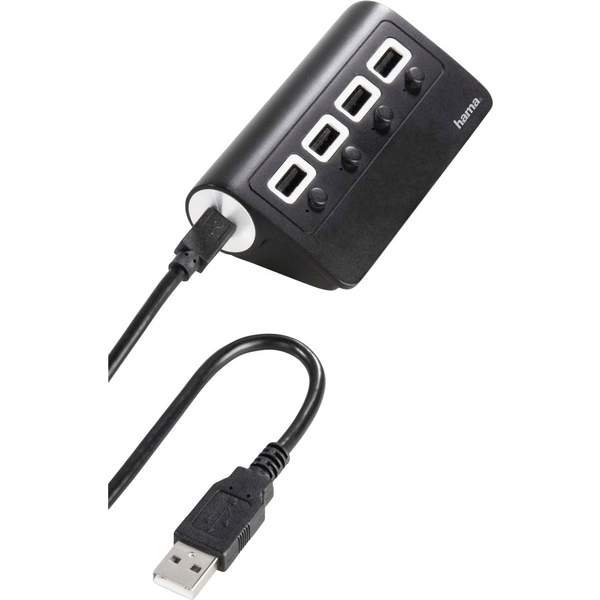 Hama 4 Port USB 2.0-Hub mit Status-LEDs Schwarz Hama 4 Port USB 2.0-Hub mit Status-LEDs Schwarz