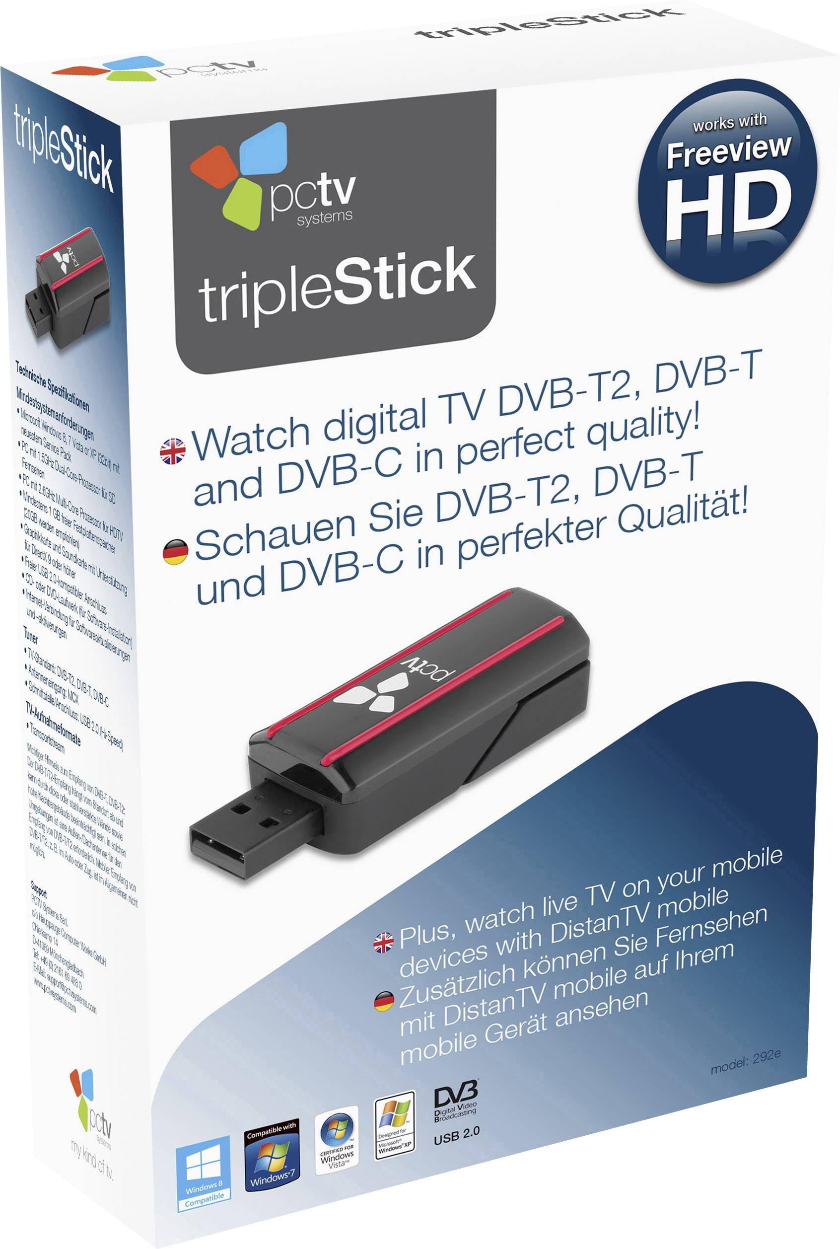Hauppauge 292E Sport Edition TV-Stick Aufnahmefunktion, mit Fernbedienung, mit DVB-T Antenne