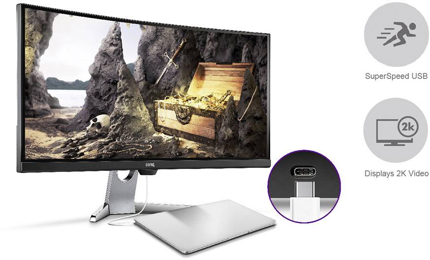 BenQ EX3501R LED-Monitor 88.9cm (35 Zoll) EEK G (A - G) 3440 x 1440 Pixel QHD 1440 p 4 ms HDMI®, DisplayPort, USB 3.2 Gen 2