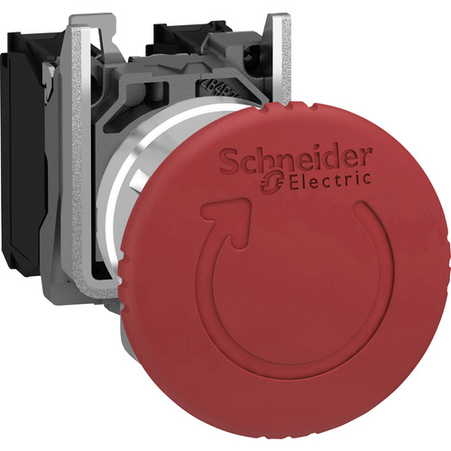 Schneider Electric XB4BS8444 Pilztaster Frontring Metall, mit NOT-Aus-Schalter, rund, rückstellbar 120 V/AC 6A 2 Öffner IP66