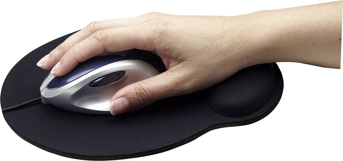 Manhattan Wrist Gel Support Pad and Mouse Mat, Black, 241 Ã— 203 Ã— 40 mm, non slip base, Lifetime Warranty, Card Retail