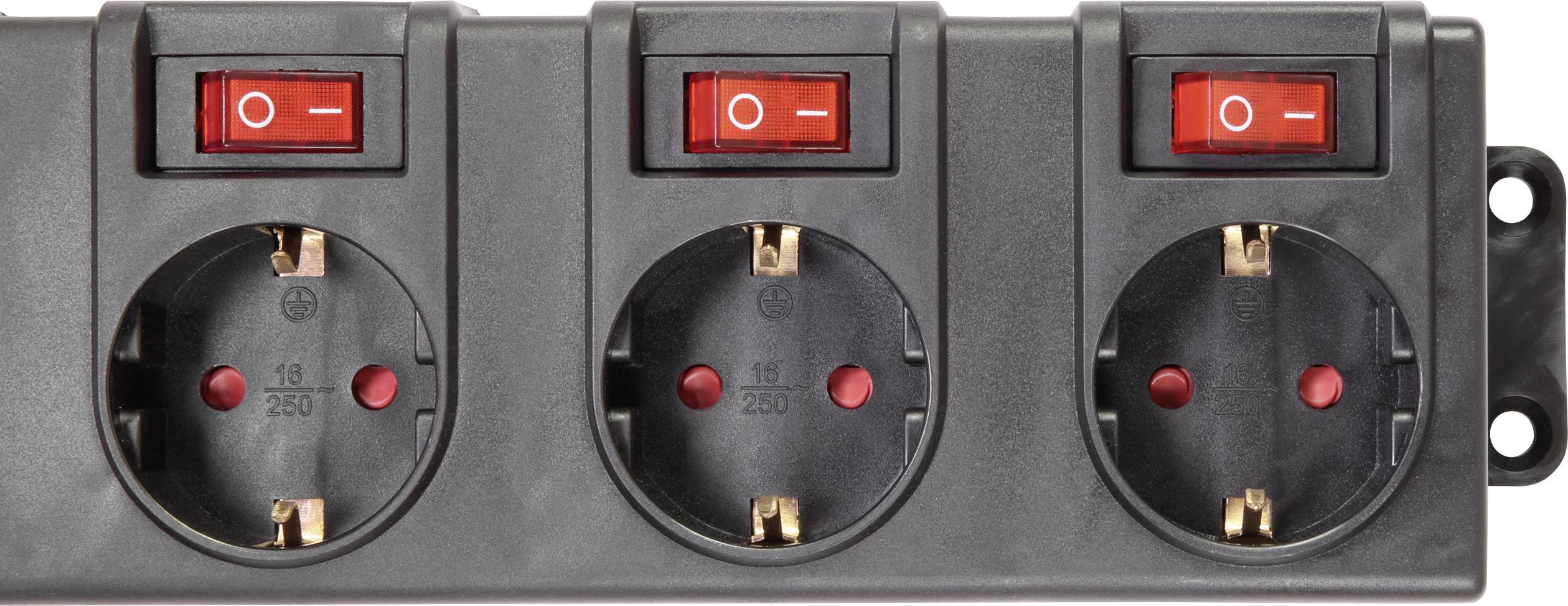 Renkforce RF-3313344 Überspannungsschutz-Steckdosenleiste Schwarz Schutzkontakt 1St.